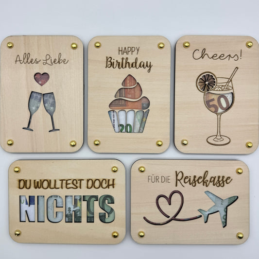 Geldgeschenkkarte aus Holz
