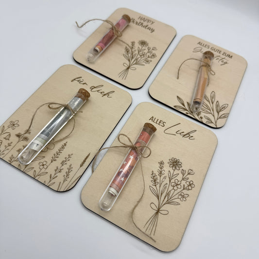 Geldgeschenk mit Reagenzglas