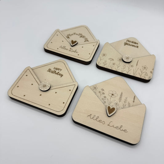 Kleiner Geschenkumschlag aus Holz