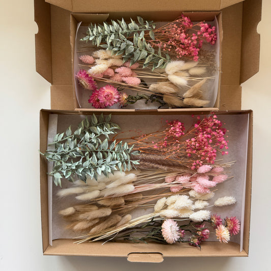 DIY-Set: Trockenblumen zum basteln - weiß/beige/rosa/grün
