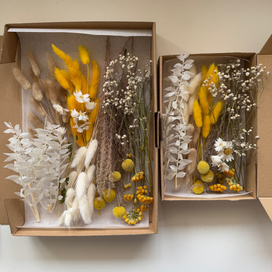 DIY-Set: Trockenblumen zum basteln - weiß/beige/gelb