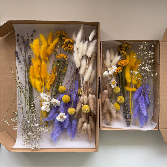 DIY-Set: Trockenblumen zum basteln - weiß/beige/gelb/lila