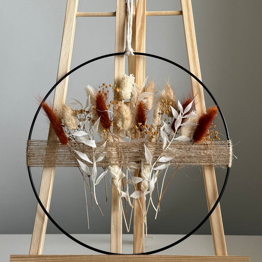 Trockenblumenring - Türkranz mit Trockenblumen in Natur- und Brauntönen - in 20, 25 oder 30 cm