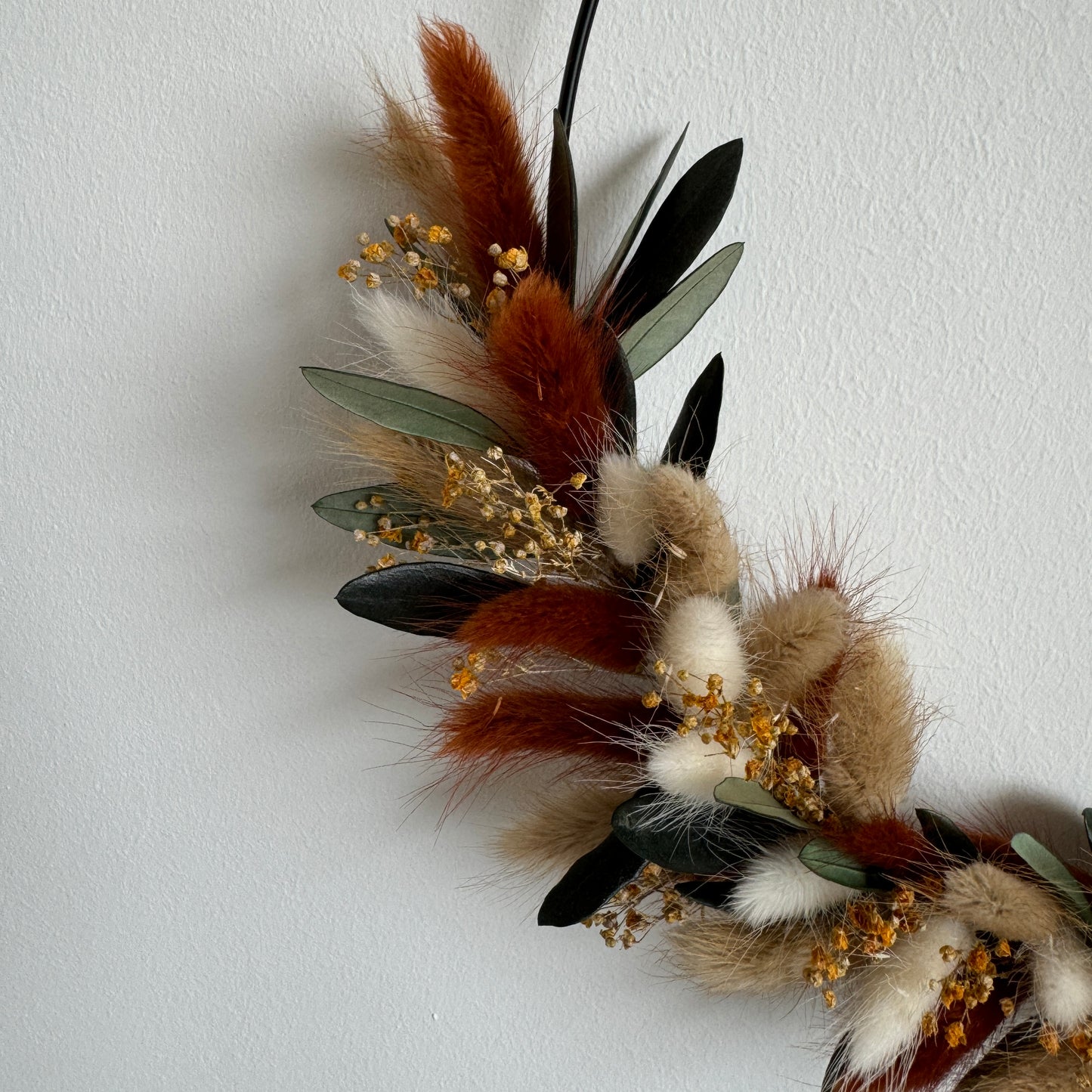 DIY-Set: Trockenblumen zum basteln für einen Trockenblumenkranz in 20, 25 oder 30 cm - weiß/beige/Olivenblätter/braun/terrakotta