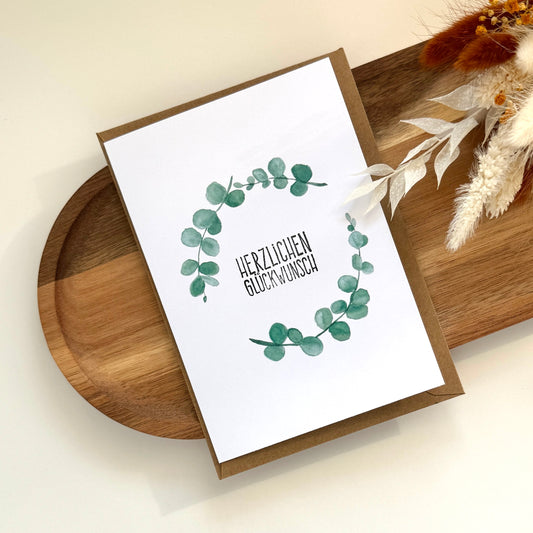 Grußkarte Eukalyptus - Herzlichen Glückwunsch