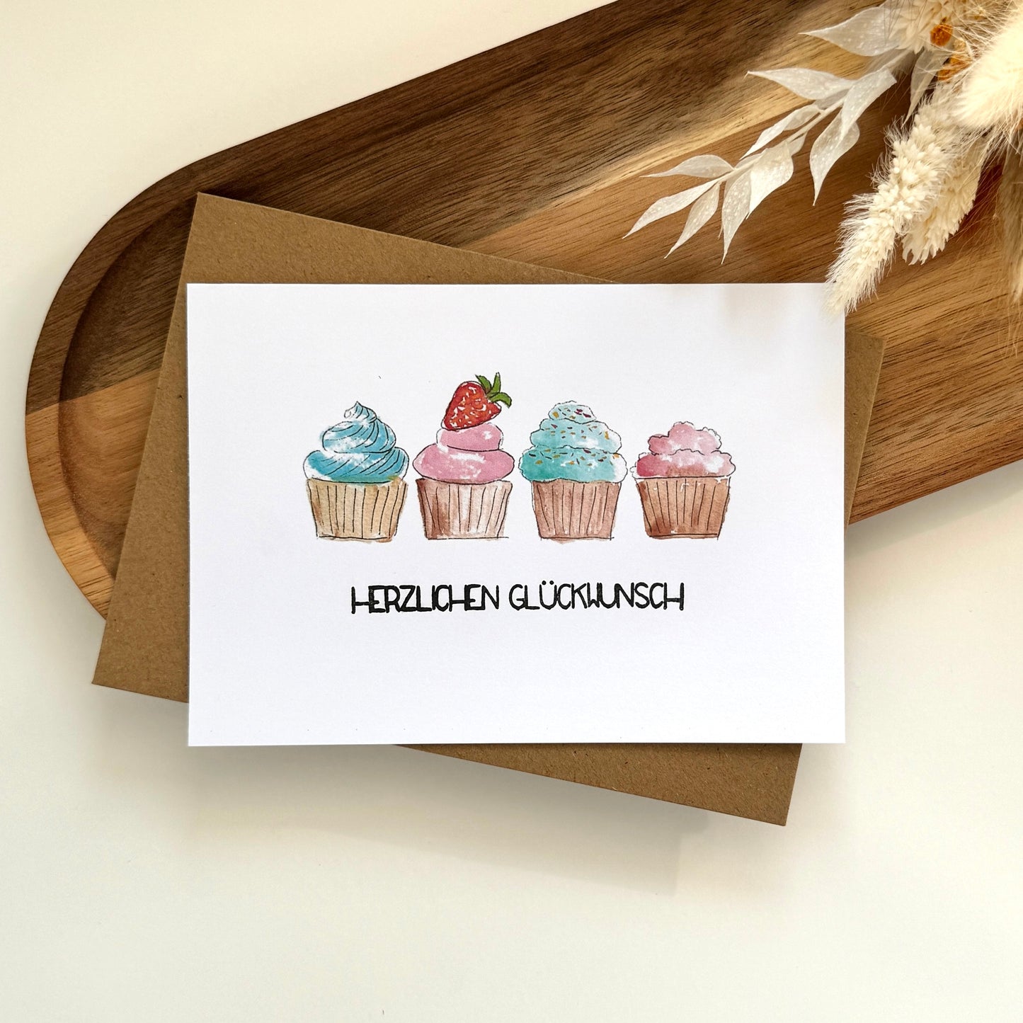 Grußkarte Cupcakes - Herzlichen Glückwunsch