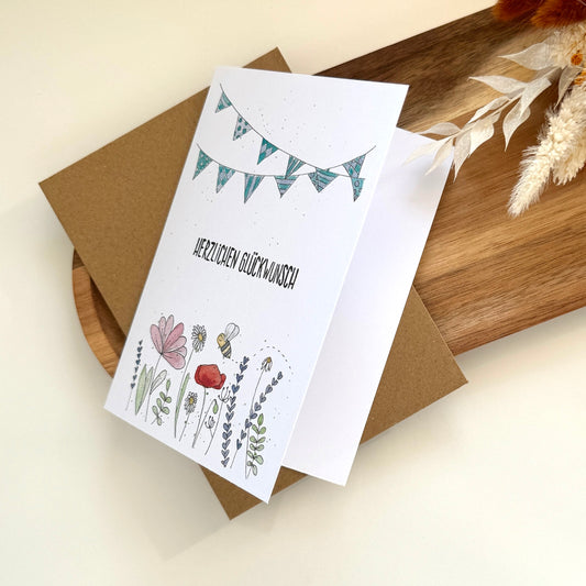 Grußkarte Blumenwiese - Herzlichen Glückwunsch