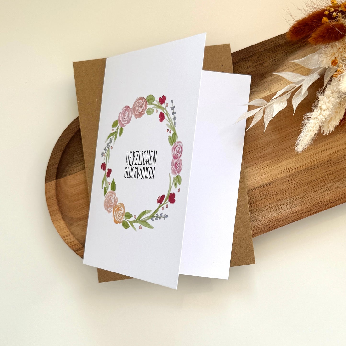 Grußkarte Blumenkranz - Herzlichen Glückwunsch