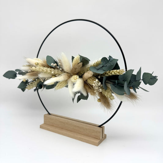 Trockenblumenring mit Holzständer - Eukalyptus