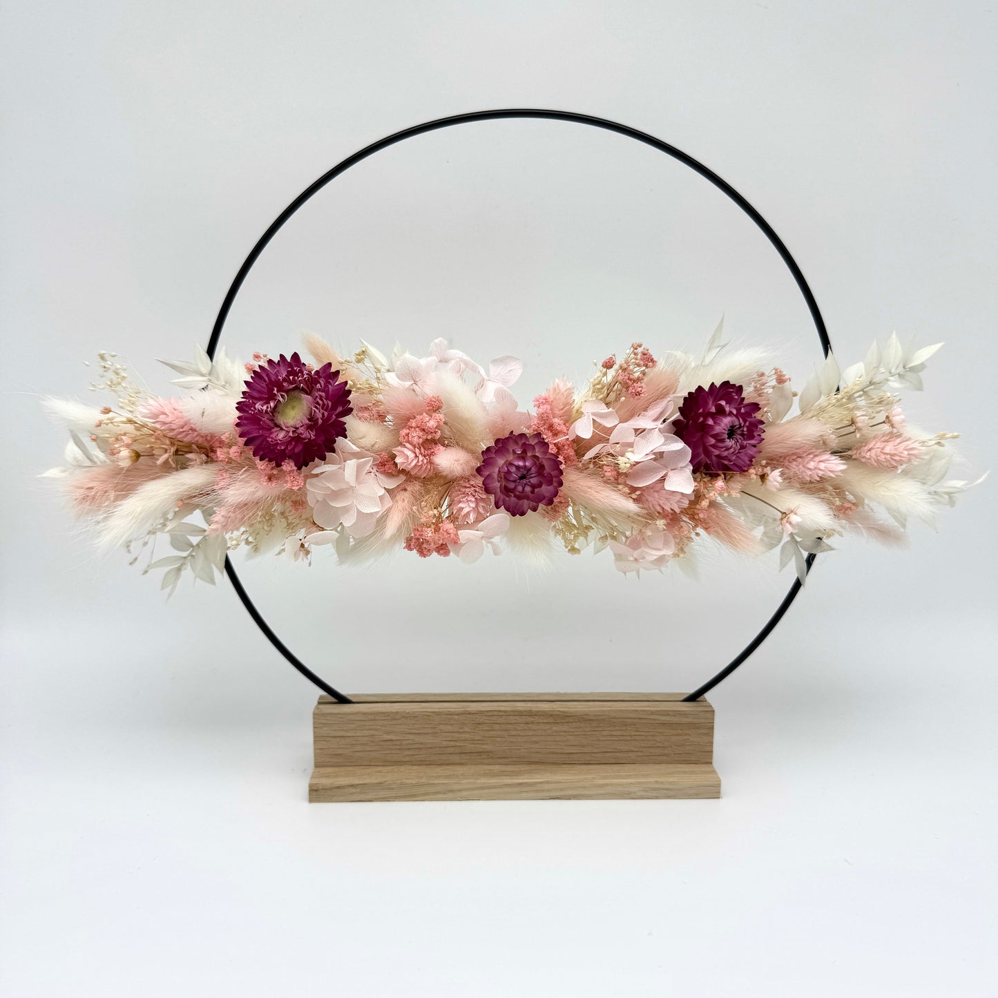 Trockenblumenring mit Holzständer - Rose