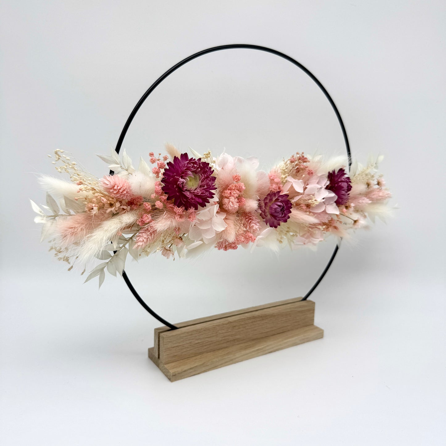 Trockenblumenring mit Holzständer - Rose