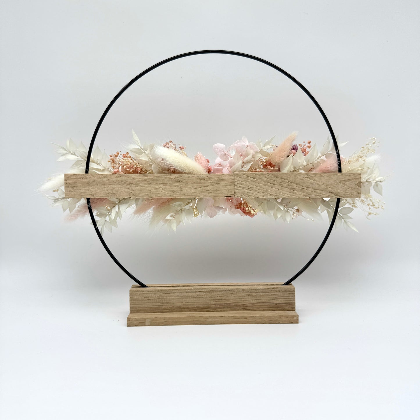 Trockenblumenring mit Holzständer - Rose