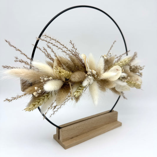 Trockenblumenring mit Holzständer - Natur
