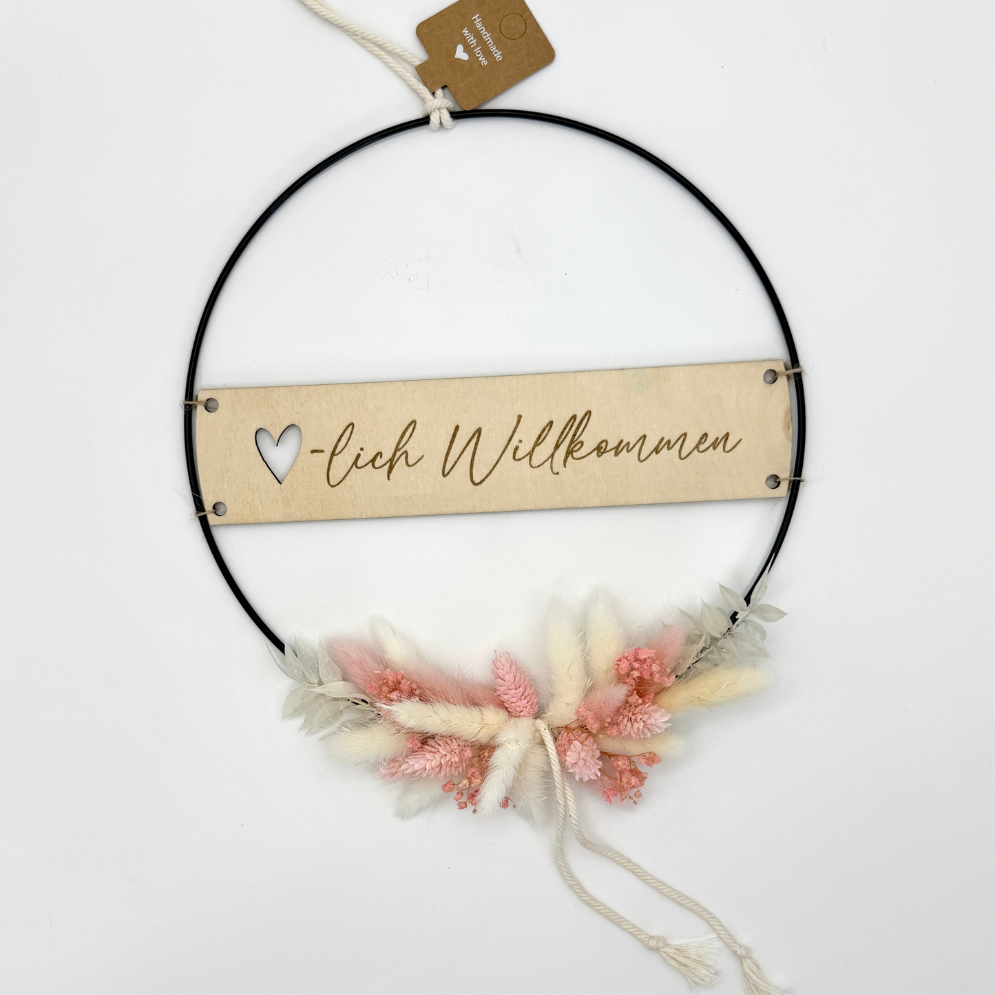 Ring 25/30 cm mit Holzschriftzug und Trockenblumen