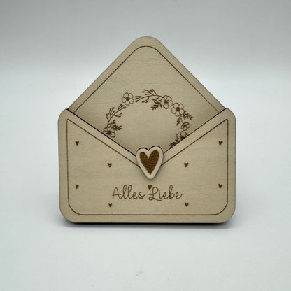 Kleiner Geschenkumschlag aus Holz