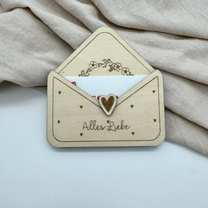 Kleiner Geschenkumschlag aus Holz
