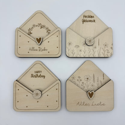 Kleiner Geschenkumschlag aus Holz
