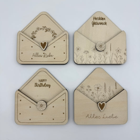 Kleiner Geschenkumschlag aus Holz