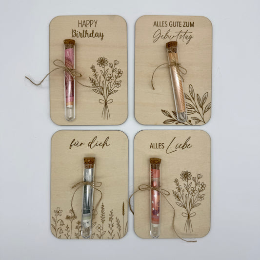 Geldgeschenk mit Reagenzglas