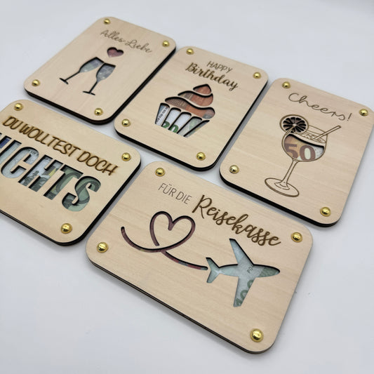 Geldgeschenkkarte aus Holz