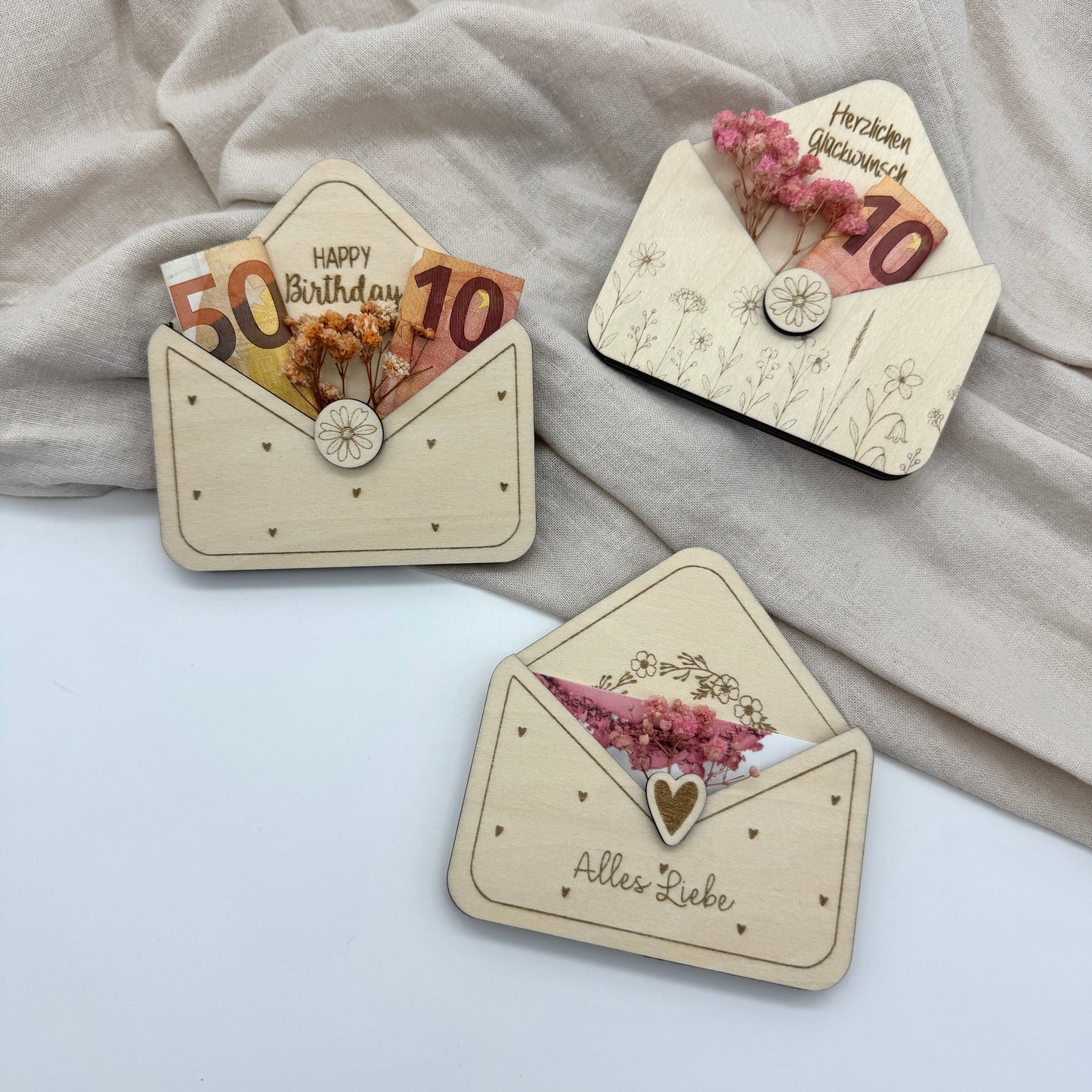 Kleiner Geschenkumschlag aus Holz