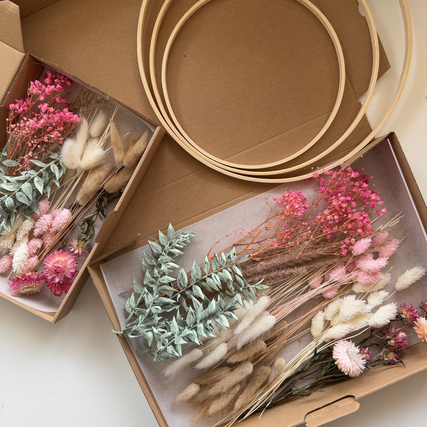 DIY-Set: Trockenblumen zum basteln - weiß/beige/rosa/grün