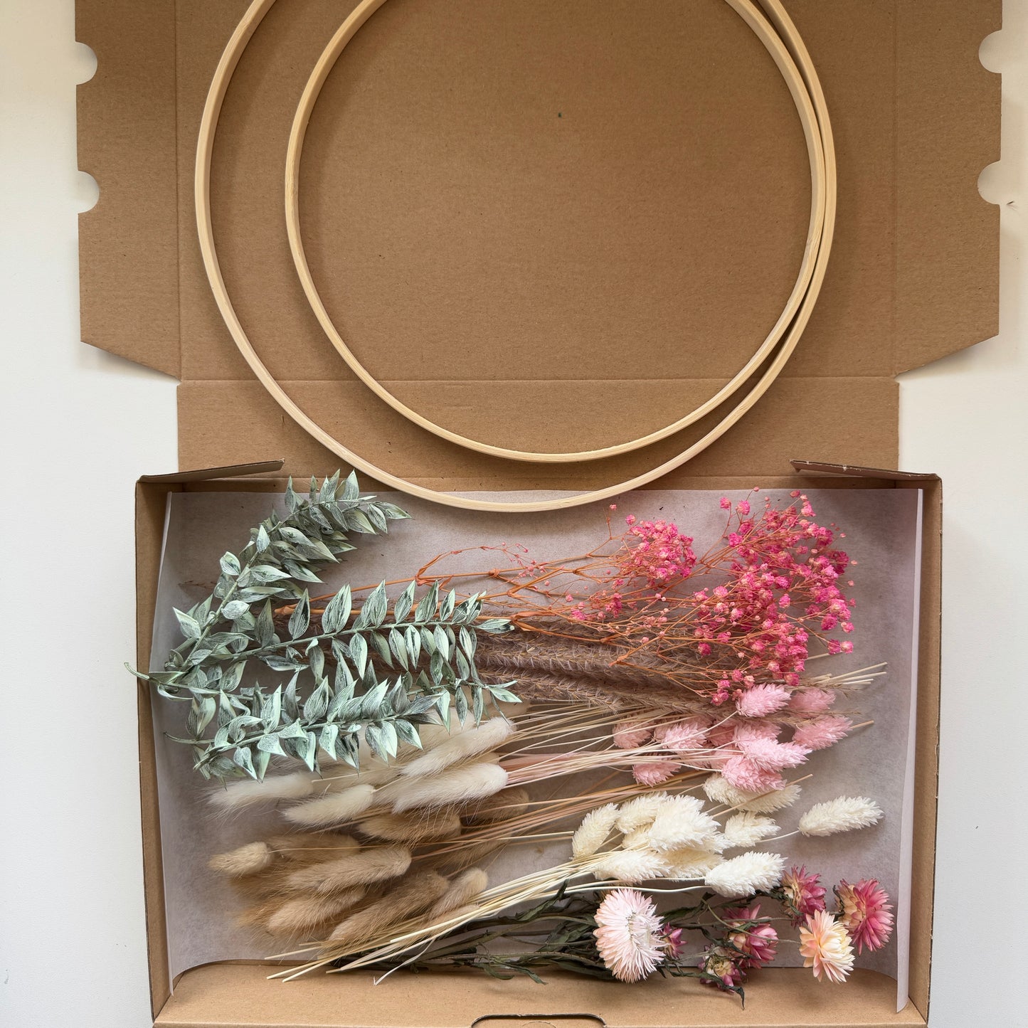 DIY-Set: Trockenblumen zum basteln - weiß/beige/rosa/grün