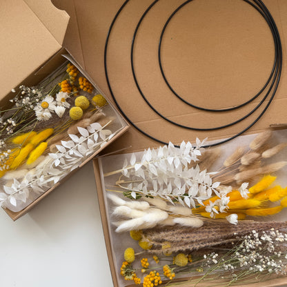 DIY-Set: Trockenblumen zum basteln - weiß/beige/gelb
