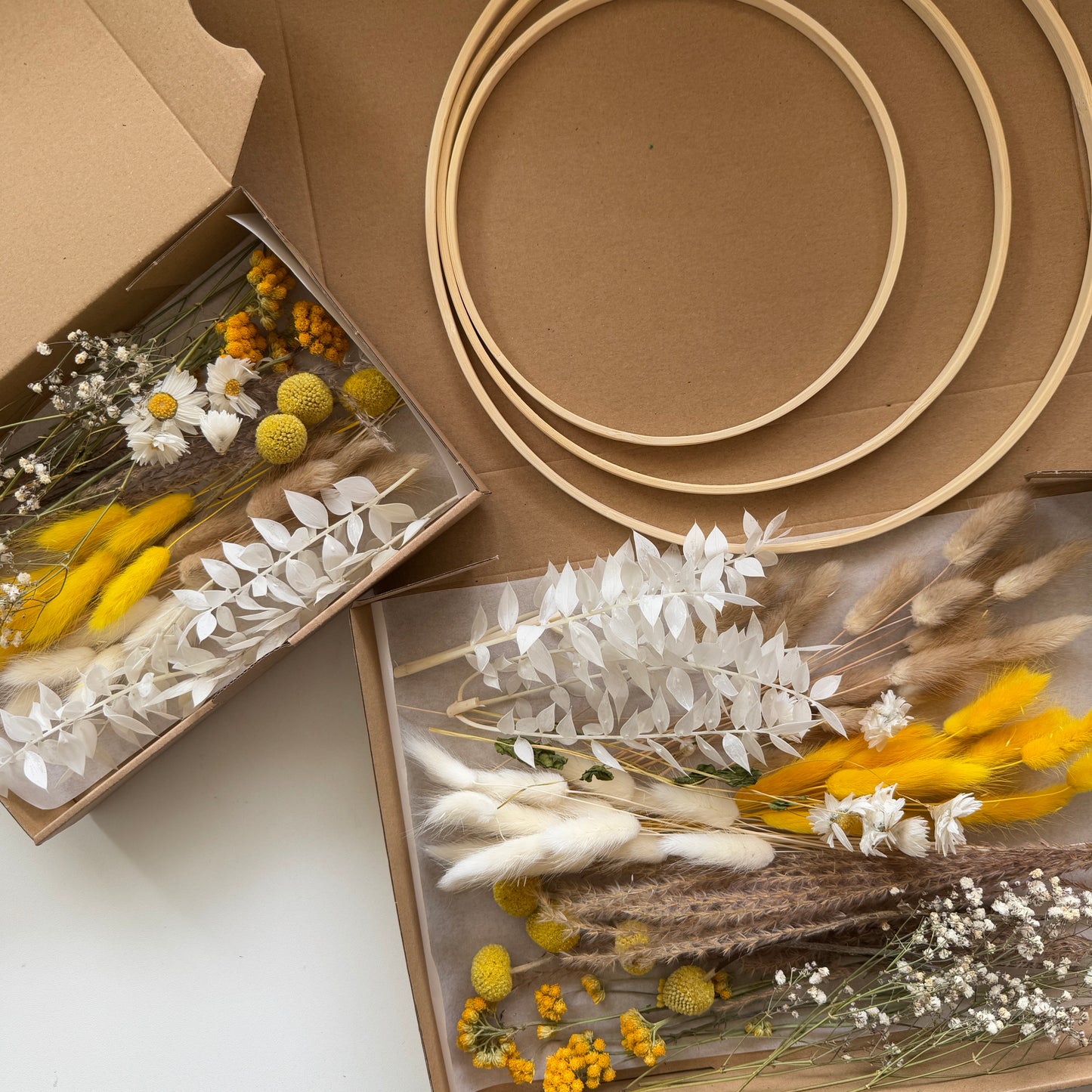 DIY-Set: Trockenblumen zum basteln - weiß/beige/gelb