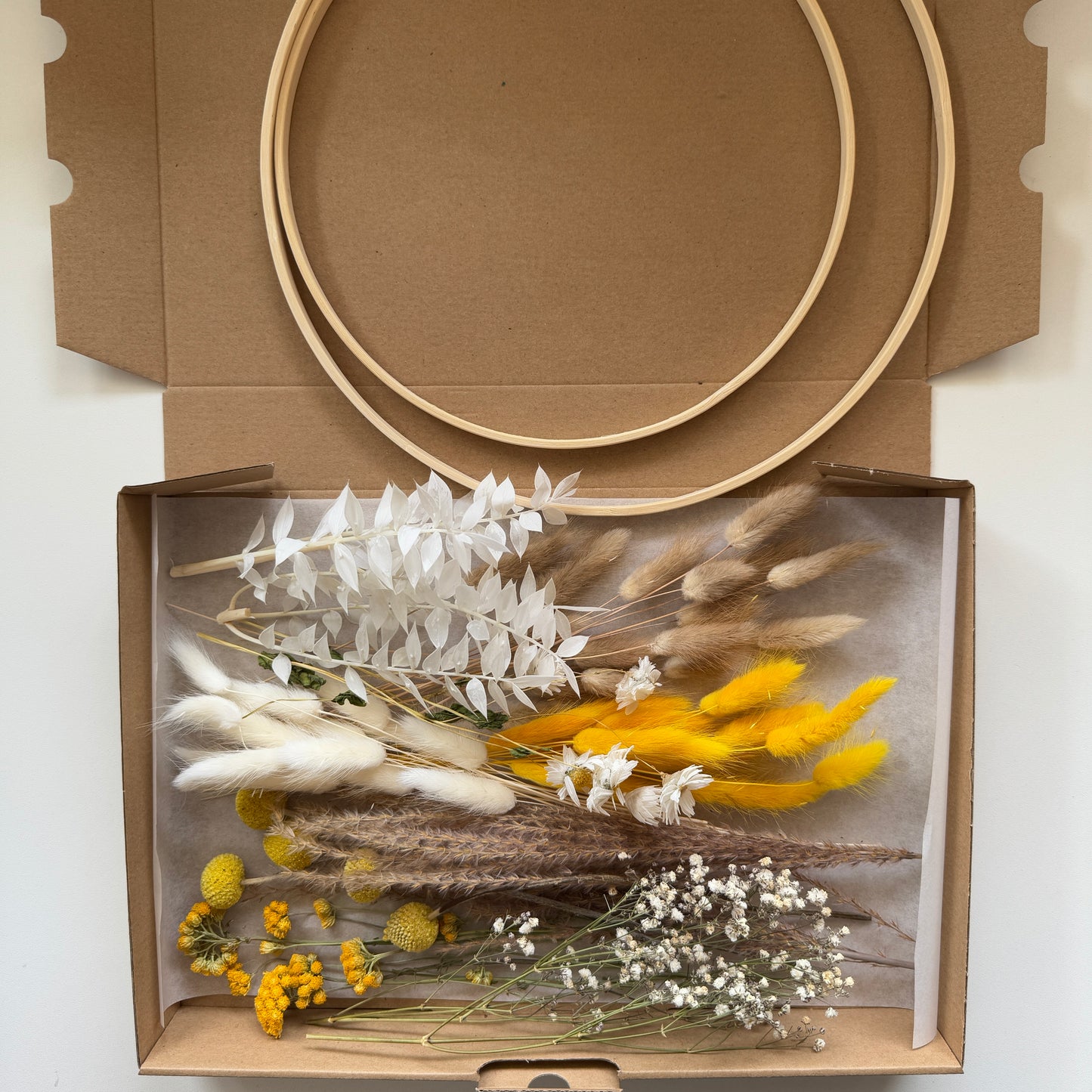 DIY-Set: Trockenblumen zum basteln - weiß/beige/gelb