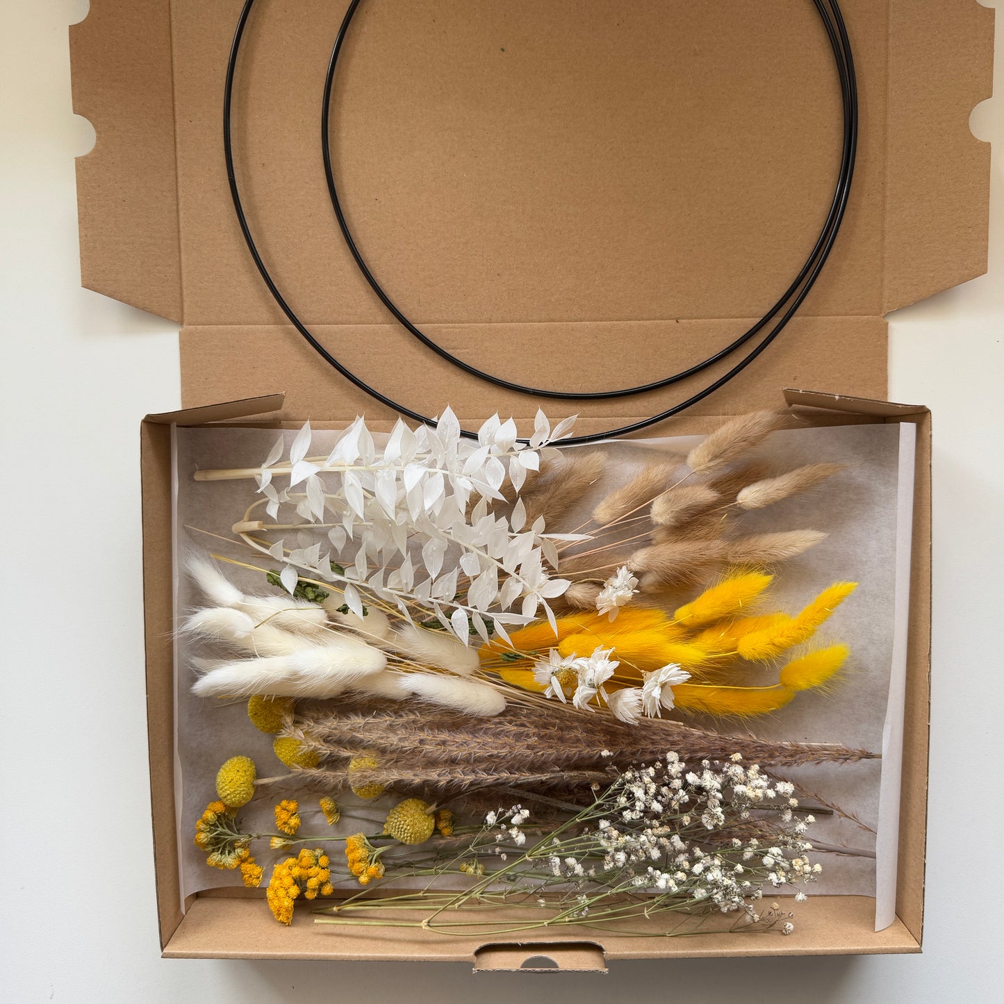 DIY-Set: Trockenblumen zum basteln - weiß/beige/gelb