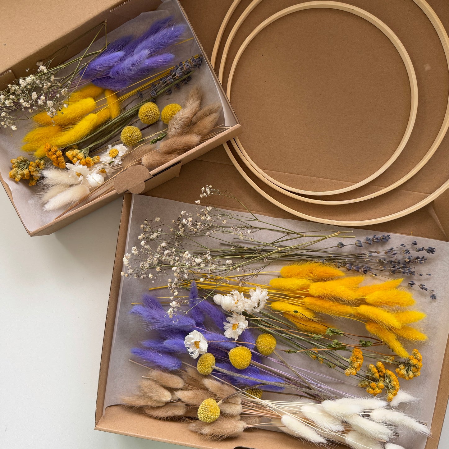 DIY-Set: Trockenblumen zum basteln - weiß/beige/gelb/lila