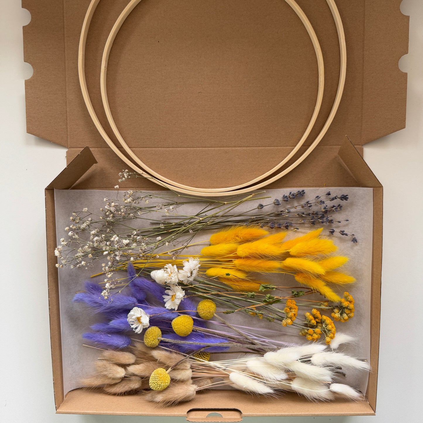 DIY-Set: Trockenblumen zum basteln - weiß/beige/gelb/lila