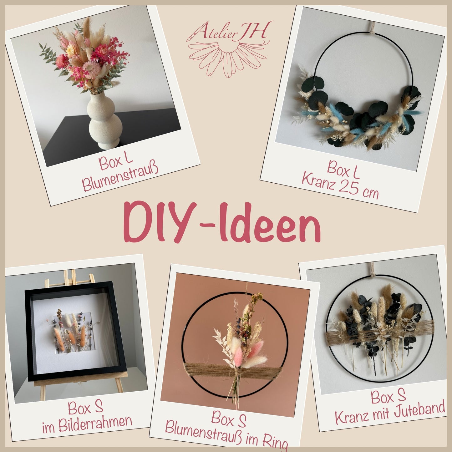 DIY-Set: Trockenblumen zum basteln - weiß/beige/gelb/lila