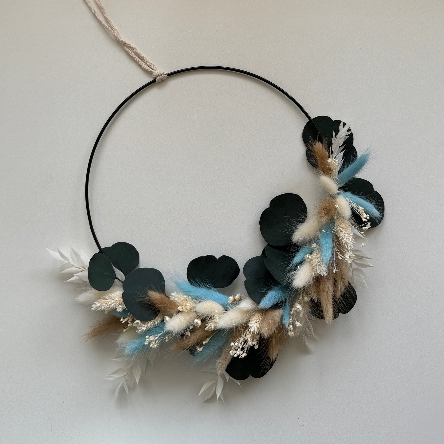 DIY-Set: Trockenblumen zum basteln für einen Trockenblumenkranz in 20, 25 oder 30 cm - blau/weiß/beige/Eukalyptus