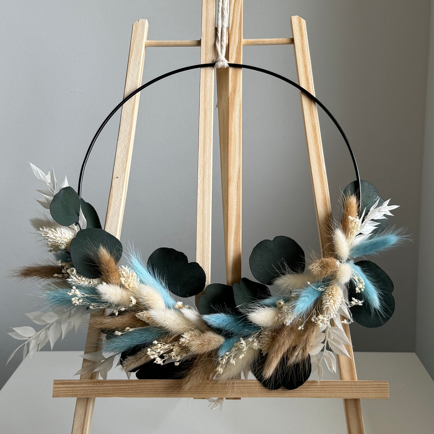 DIY-Set: Trockenblumen zum basteln für einen Trockenblumenkranz in 20, 25 oder 30 cm - blau/weiß/beige/Eukalyptus