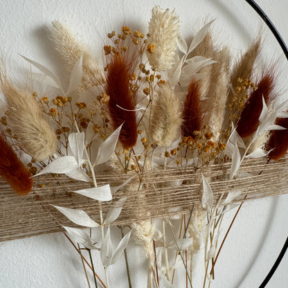 Trockenblumenring - Türkranz mit Trockenblumen in Natur- und Brauntönen - in 20, 25 oder 30 cm