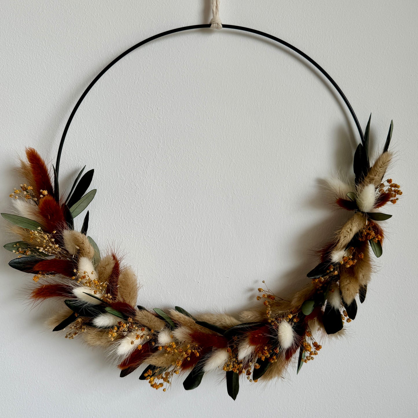 DIY-Set: Trockenblumen zum basteln für einen Trockenblumenkranz in 20, 25 oder 30 cm - weiß/beige/Olivenblätter/braun/terrakotta