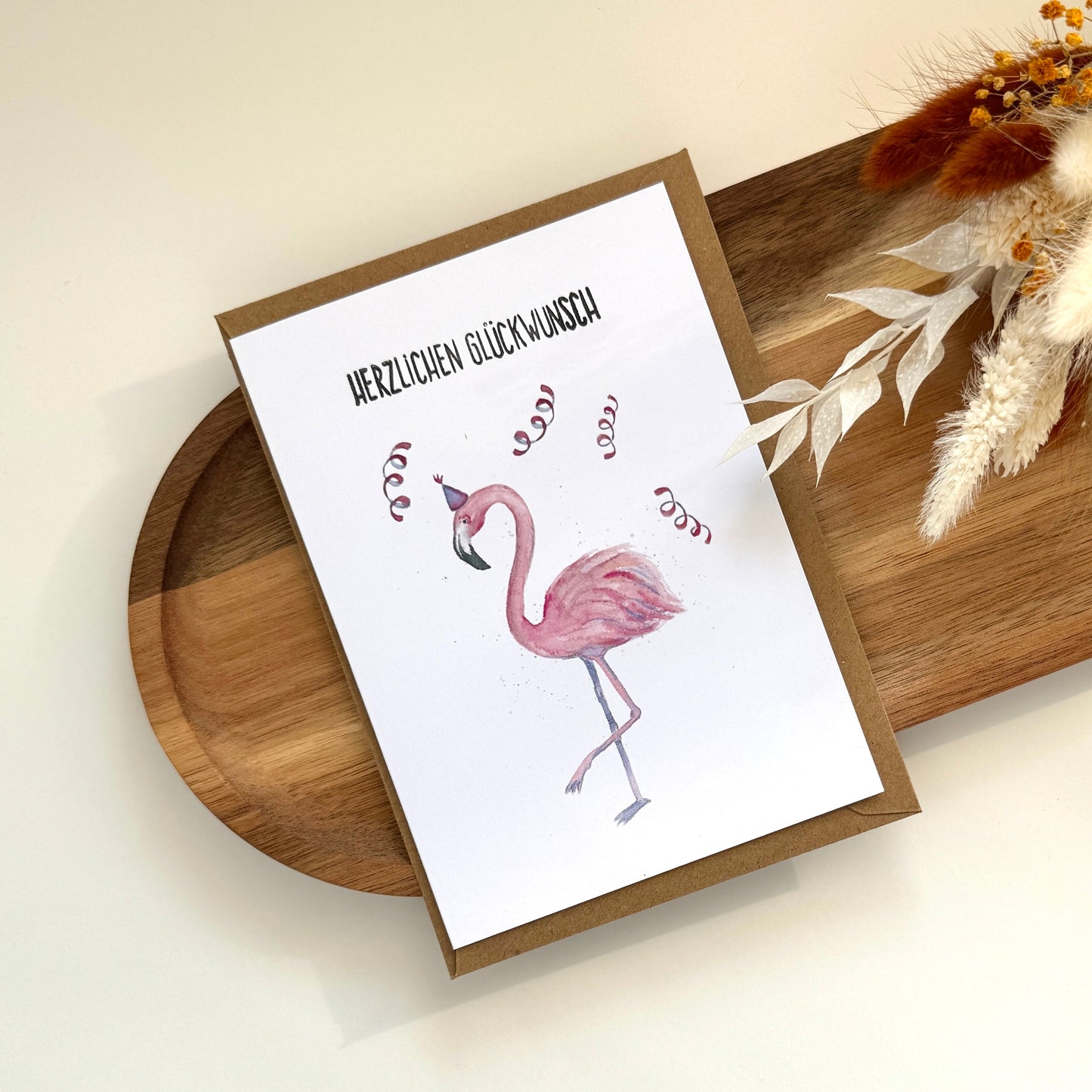 Grußkarte Flamingo - Herzlichen Glückwunsch