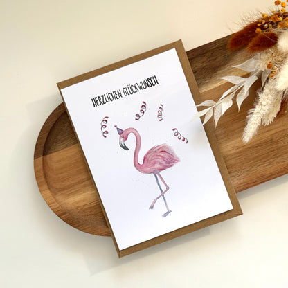 Grußkarte Flamingo - Herzlichen Glückwunsch