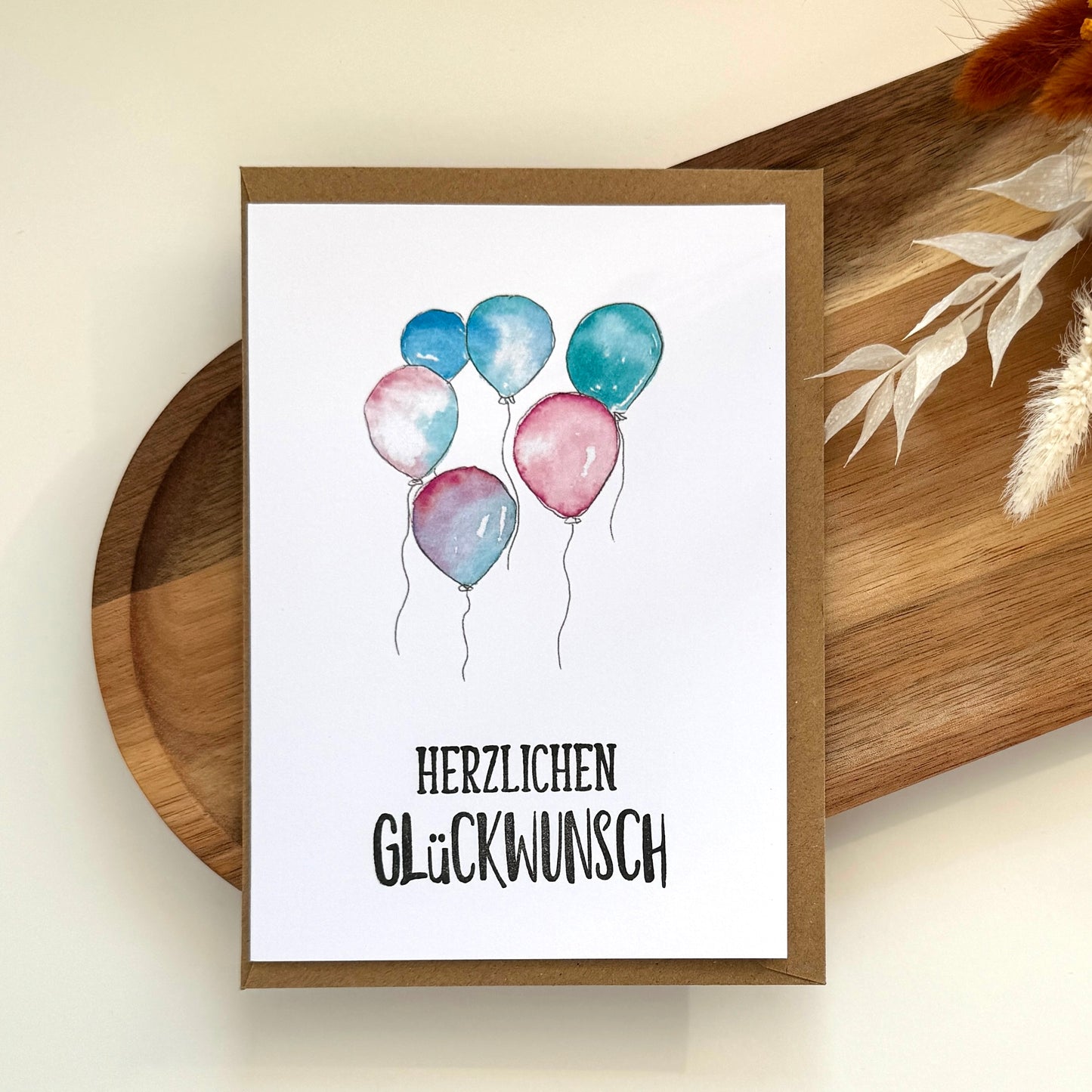 Grußkarte Luftballons - Herzlichen Glückwunsch
