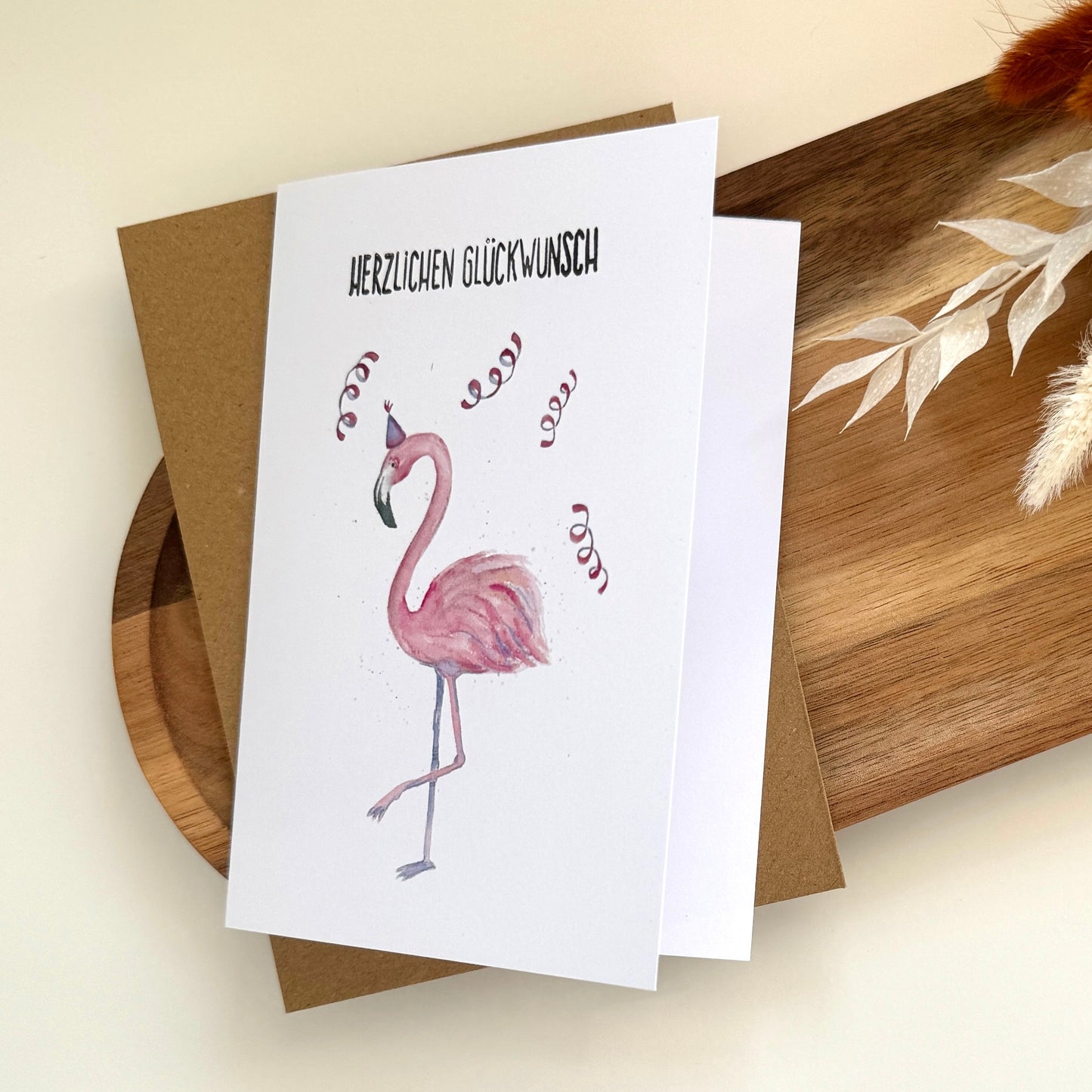 Grußkarte Flamingo - Herzlichen Glückwunsch