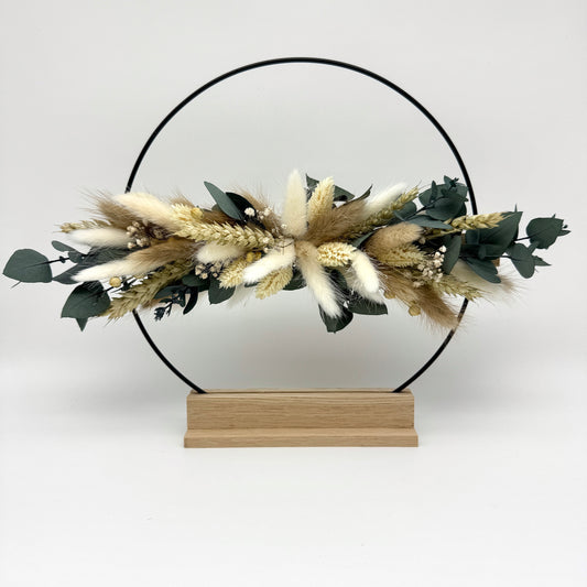 Trockenblumenring mit Holzständer - Eukalyptus
