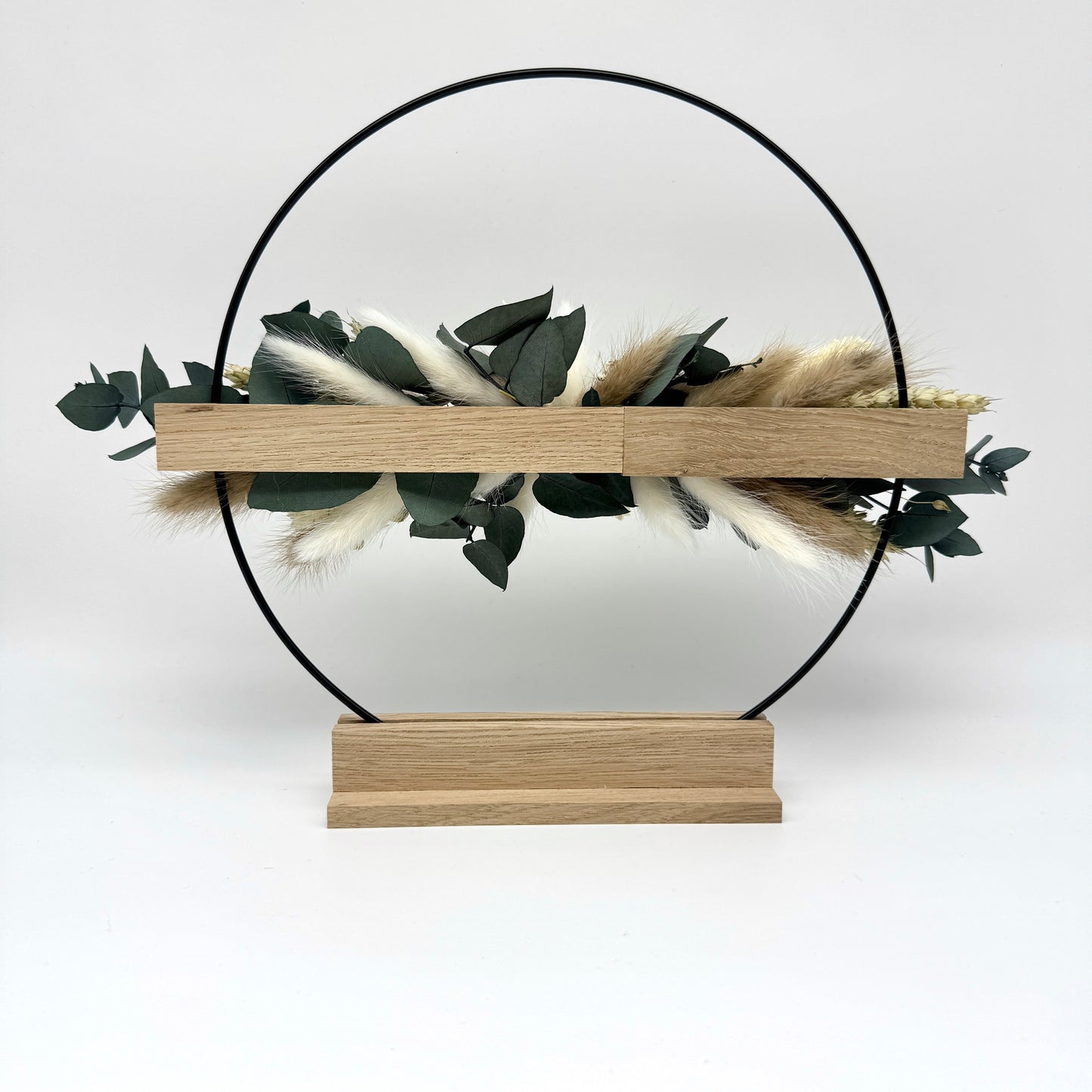 Trockenblumenring mit Holzständer - Eukalyptus