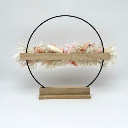 Trockenblumenring mit Holzständer - Rose