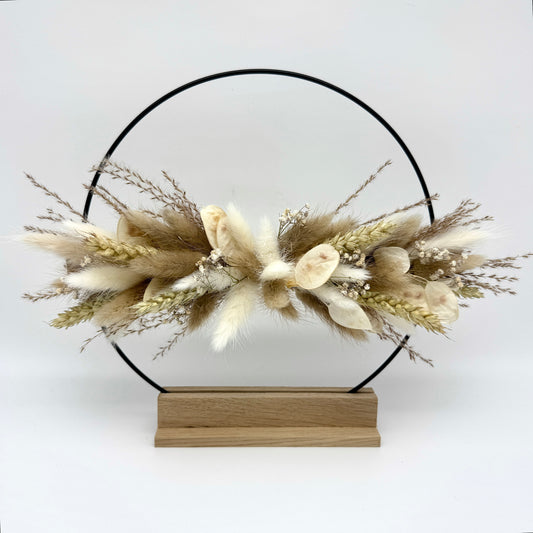 Trockenblumenring mit Holzständer - Natur